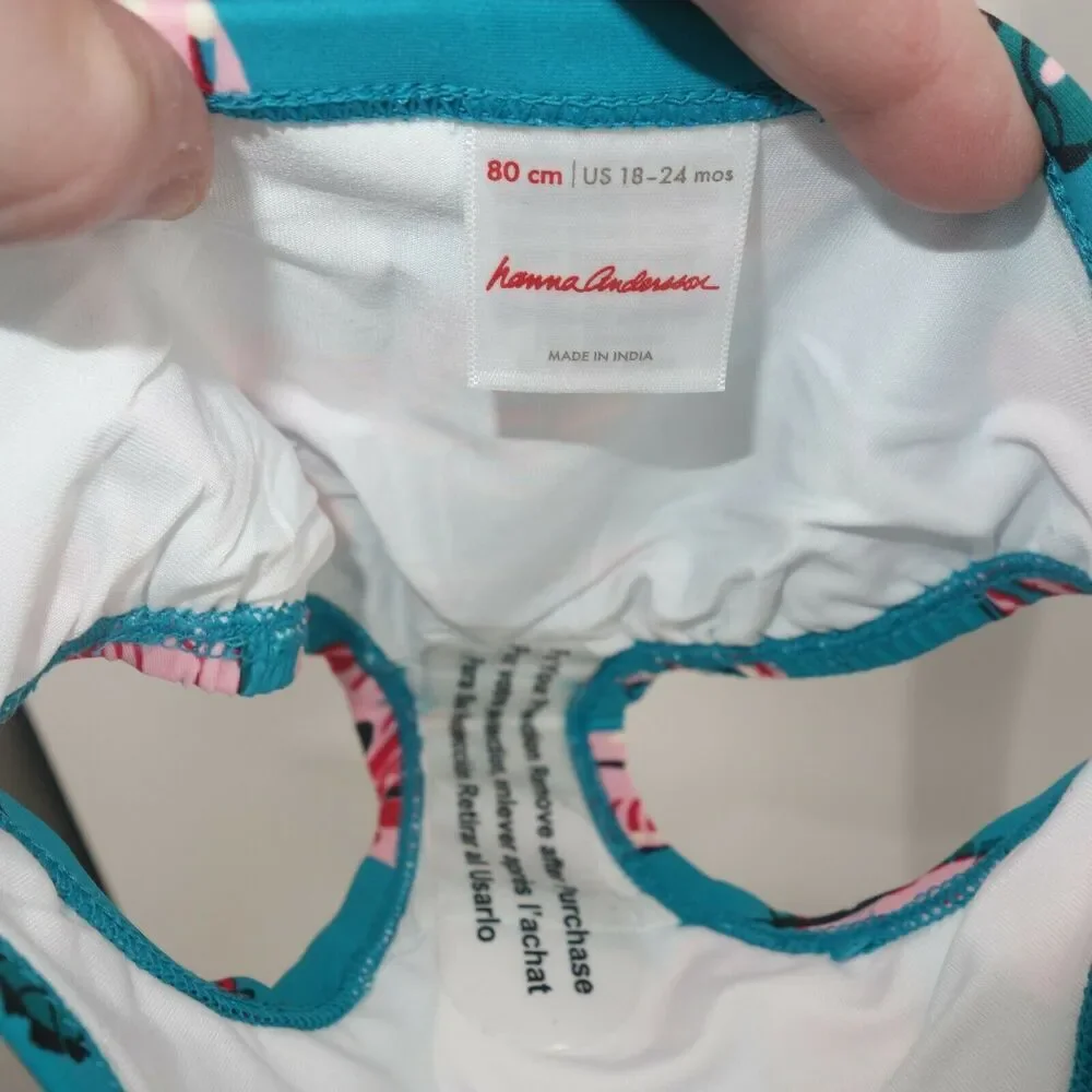 NEW Hanna Andersson Teal Aqua Butterfly Tankini Swimsuit Size 80 18-24 months